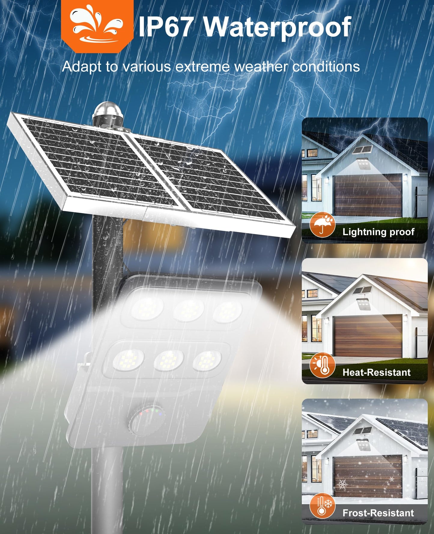 JAYNLT JX-10000W Solar Flood Lights Outdoor, 3000K/4000K/6500K Commercial Parking Lot Lights Dusk to Dawn,Motion Sensor Solar Powered Security Spot Lights, IP67 Waterproof, for Yard, Garage-2Pack