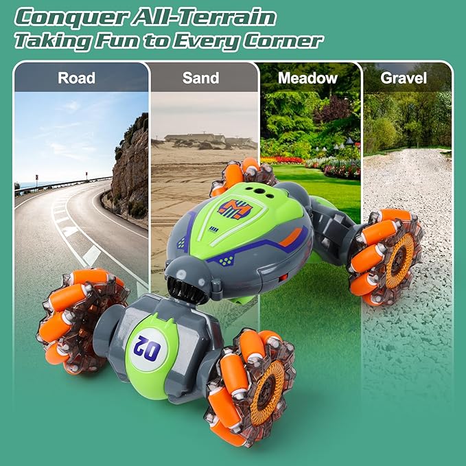 Gesture Sensing RC Stunt Car for Boys 6-12 Year Old 4WD Remote Control Cars Toys with Lights Music Best Birthday Gifts for Kids 2.4Ghz Hand Control Drift Car