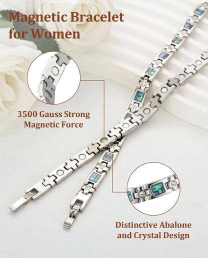 BioMag Magnetic Bracelet for Women Titanium Steel Magnetic Bracelet Adjustable Crystal Bracelet with Sizing Tool