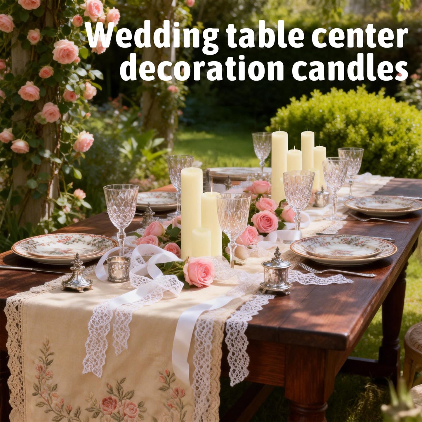 Veiuwa 36 Pack Ivory Pillar Candles Bulk Set, 2x3 2x6 2x8 Inch - 12 Each Size, Dripless Smokeless Clean Burning for Wedding Centerpieces, Home Decor, Church, Romantic Ambiance！
