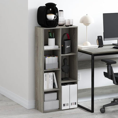 Furinno LUDER 7-Cube Bookshelf - Stylish Open Shelves for Living Room, Bedroom & Home Office | French Oak Finish, Easy Assembly