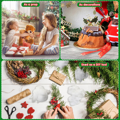 Newwiee 10 Packs Large Christmas Snow Blanket Roll 15 Inch x 10 ft Artificial Fake Snow Thick Soft Fluffy Fake Snow for Home Xmas Winter Decorations Holiday Displays Under the Christmas Tree