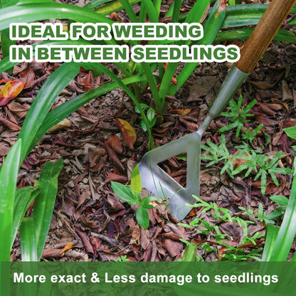 Haliaeetus Women's Dutch Hoe, 51'' Long Handle Dutch Hoe Weeder for Standing to Remove Weeds, Stainless Steel Push Pull Weeder for Weeding in Between Seedlings, Removal of Moss and Soil Loosening