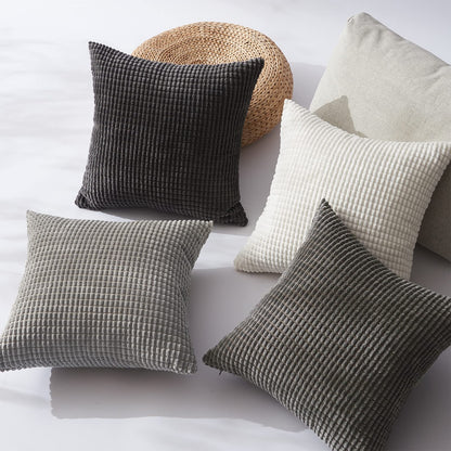 Topfinel 4 Packs Grey Decorative Throw Pillow Covers 24x24 Inch for Living Room Couch Bed Sofa, Boho Western Farmhouse Home Decor, Square Soft Moss Corduroy Fall Cushion Case 60x60 cm
