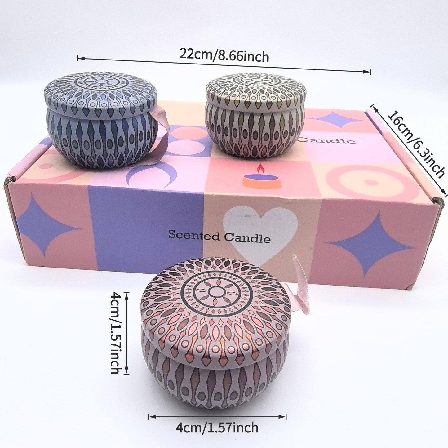 Scented Candles Gift Set, Soy Candles Non Toxic, 8% Essential Oils, 6PCS