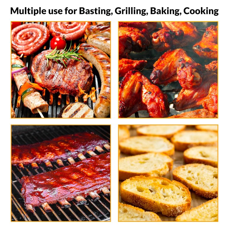 Geesta Adjustable Sauce Pot and Basting Brush Set, Long Stainless Steel Basting Brush for Cooking, Smoking, Fathers Day Grilling Gifts for Men Smoker Accessories, Large Capacity Grilling Tools, 2 Pack
