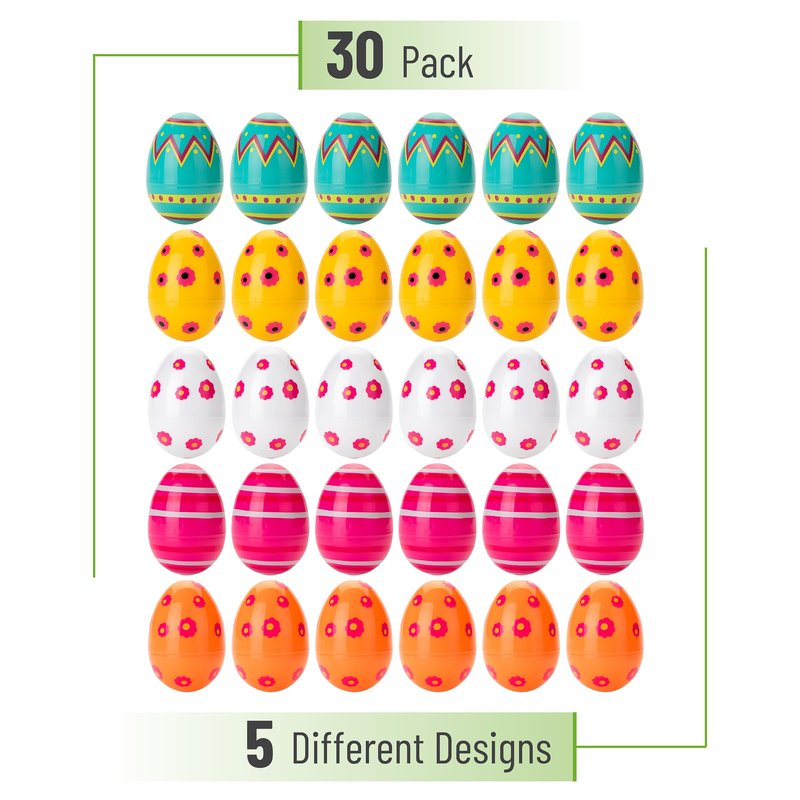 Mr. Pen- Printed Plastic Easter Eggs, 3 Inch, 30 Pack, Bulk Fillable Eggs for Easter Hunt Decor, Party Favor, Basket Stuffers, Classroom Prize, Supplies, Adult & Kid Party Toys for Gift