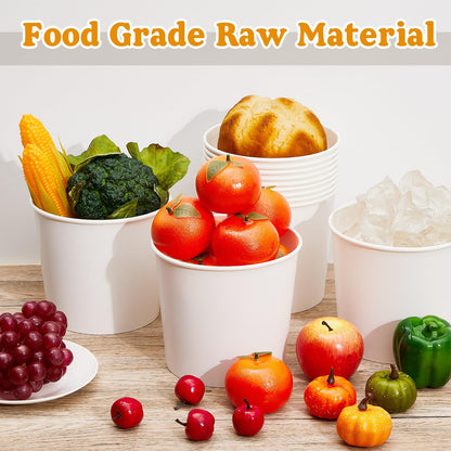 Hoolerry 25 Pcs 85 oz Paper Bucket Cardboard Food Bucket Bulk Disposable Food Container for Birthday Party, Wedding, Baby Shower, Event Gather Party Supplies (Cardboard,White)