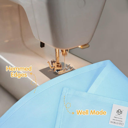 BRILLMAX 6 Pack Light Blue Tablecloths 90 x 132 Inch for 6ft Rectangle Tables - 150 GSM Polyester Fabric, Floor Length Drop, Water, Stain & Wrinkle Resistant Cloth Cover for Wedding Reception Banquet