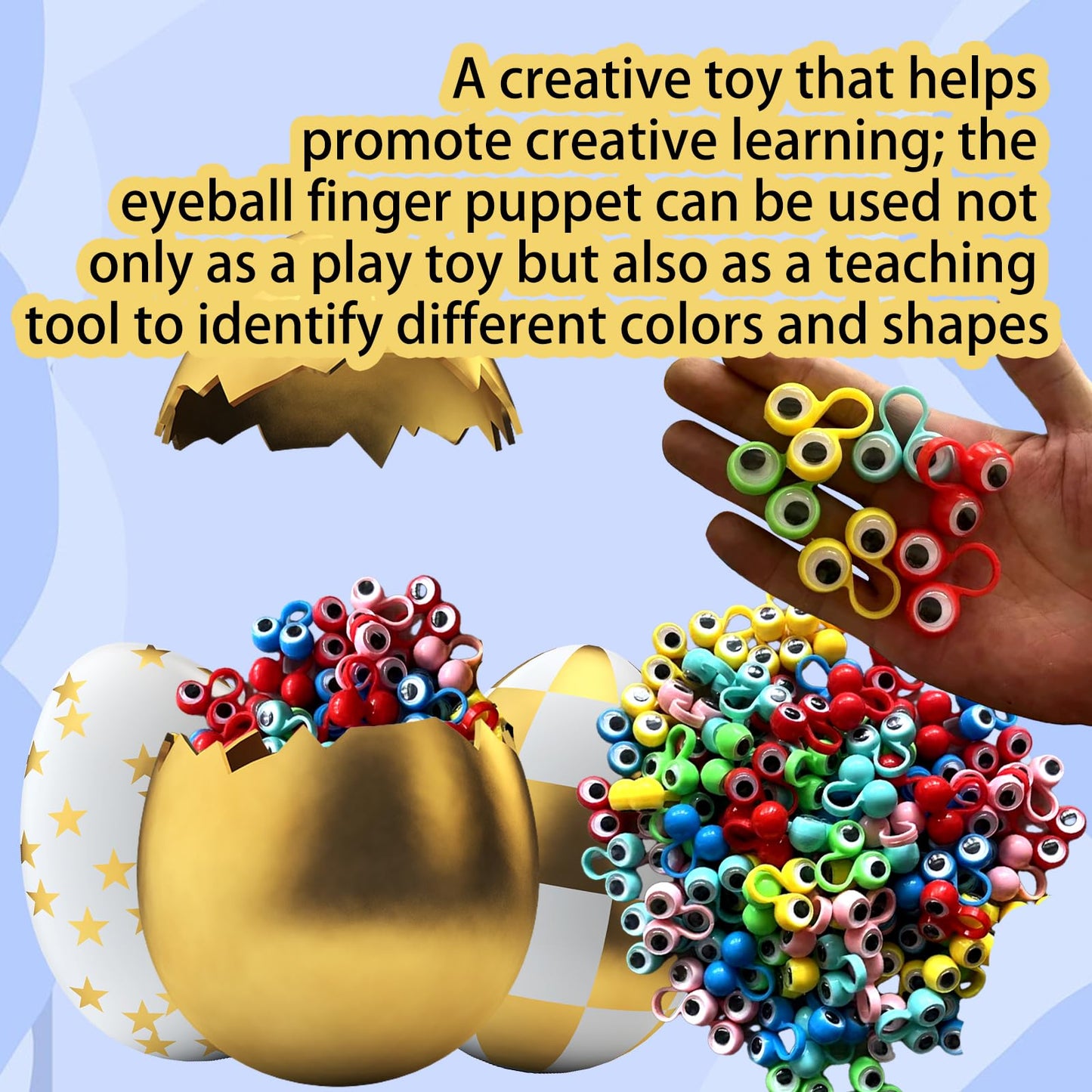 100 PCS Eye Finger Puppets Toys Set, Wiggly Eyeball Finger Puppet Eye On Rings for Kids, Party Favors for Boys Girls
