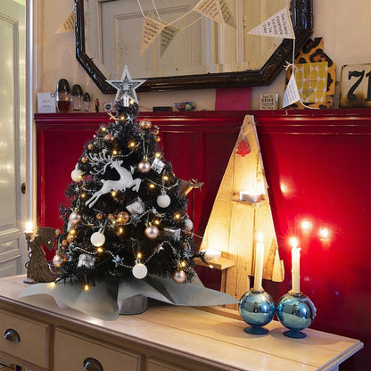 Juegoal Mini Christmas Tree - 24 Inch Lighted Tabletop Pine Tree with 50 LED Lights | Battery Operated & Timer