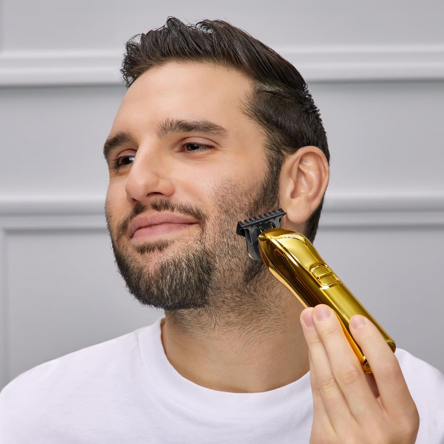 KISS Precision Blade Cordless Trimmer with Stainless Steel T-Blade, Powerful High-Torque, High-Speed Motor, 3 Blade Guard Attachments & Blade Cover, USB Cable & Long-Lasting Lithium Ion Battery