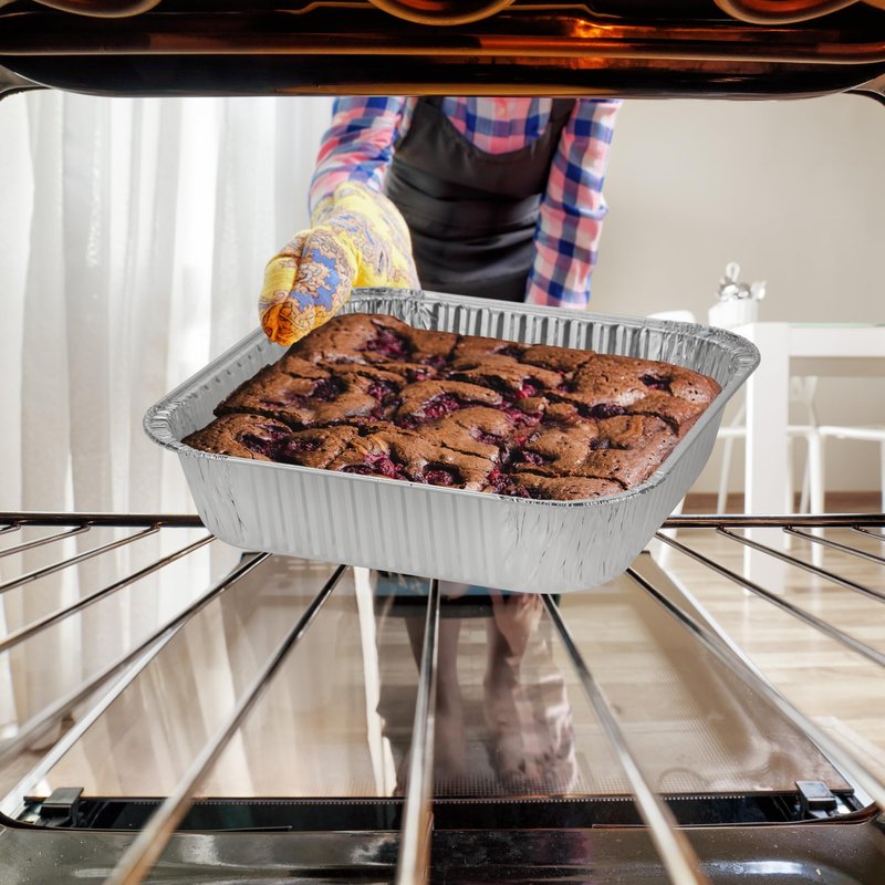 8x8 Aluminum Pans With Lids (50 Pack) 8 Inch Foil Pans With Covers - Cake Pans - Aluminum Square Pans With Lids - Disposable Food container - great For Cake Baking, Cooking, Freezing, Prepping Food