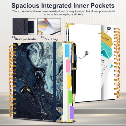 Spiral Journal Notebooks for Work, 300 Pages 5 Subject Notebook College Ruled with Dividers & Tabs, 8''x 10'' Large Notebook Journal for Women Students Note-Taking and Organizer
