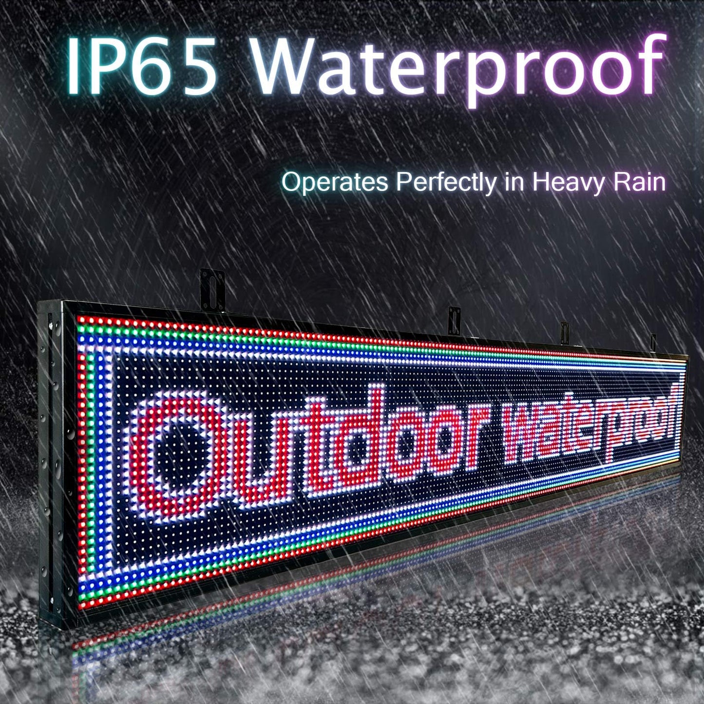 P10 Scrolling Programmable Led Sign For Business Custom Banner Advertising Outdoor Open Digital Led Display Screen Message Board Wifi Control High Brightness Neon Sign 77"X14"