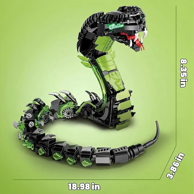 Fangool 2025 Mechanical Snake Building Blocks Set Technological Cobra Animals Model Toy Set 689 Pcs Creative Toys Gifts for Adults