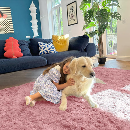 OLANLY Large Area Rug - Soft Fluffy Shaggy Carpet for Living Room & Bedroom | 6x9 ft, Pale Pink