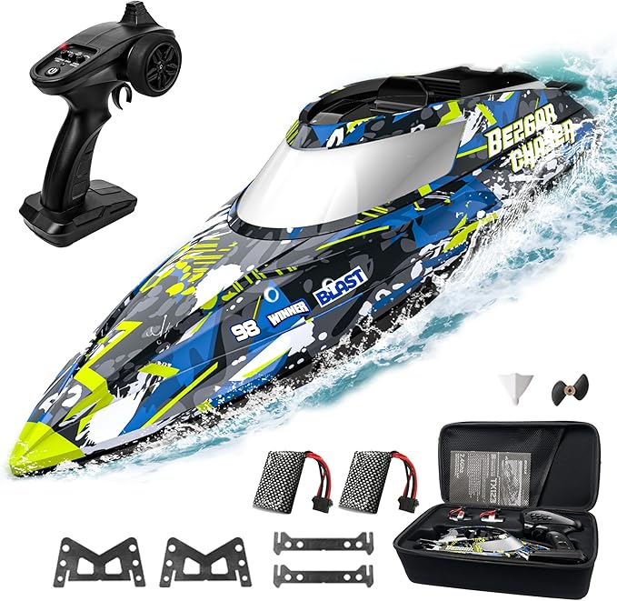 BEZGAR TX123 Remote Control Boats - Fast Speed RC Boat 32+ KPH with A Portable Suitcase for Lakes &amp Pools &amp Salt Water Summer Toys for Adults and Ideal Gifts for Kids Boys Age 6 7 8-12 Years