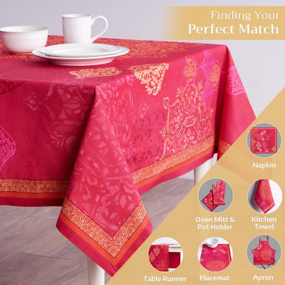 Maison d' Hermine Table Cloth Rectangle Table 100% Cotton 60 x 90 Inches Fall Tablecloth Reusable Everyday Use for Thanksgiving Christmas Decorations Dining Farmhouse Party (Versailles)