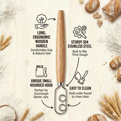 Sourdough Starter Stirring Hook and Dough Whisk | Small Size to Fit in Jars | Improve the Mixing Standard Of Your Starter For Better Baking Results | New England Sourdough Starter Co.