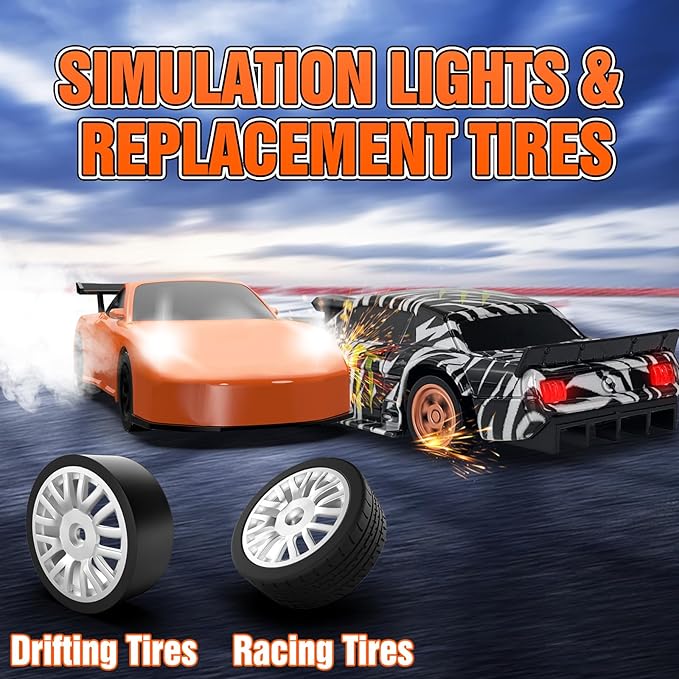 RC Drift car 1/43 Mini Rc Drift car with Gyroscope 2.4GHz Full Proportional Remote control Cars 4WD High Speed Racing with Lights Racing Tires Model Cars Gift for Adults Kids Boys Girls