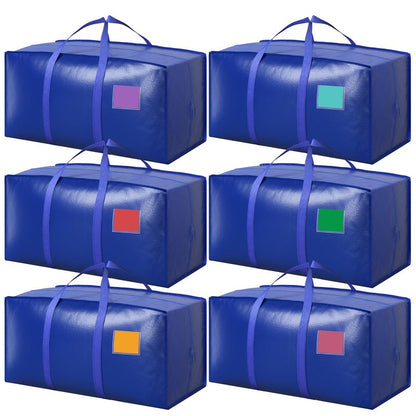RMOHRO 12 Pack Moving Bags with Full-Open Side Zipper, Extra Large 93L Heavy Duty Waterproof Foldable Storage Totes for College Dorm, Moving & Home Organization Blue