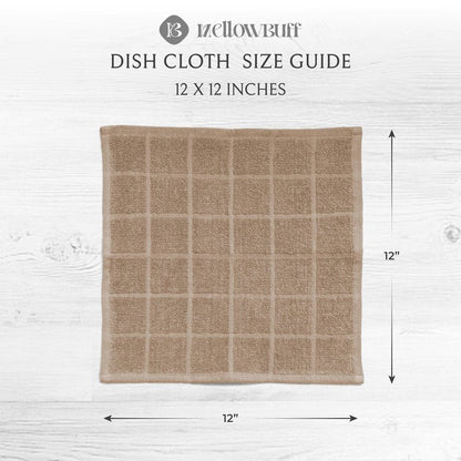 Mellow Buff 100% Cotton Terry Dish Cloth & Dish Towel, 6 Pack, Super Soft and Absorbent Kitchen Towels, Perfect for Kitchen Cleaning and Dish Washing (TAN 6 Pack)