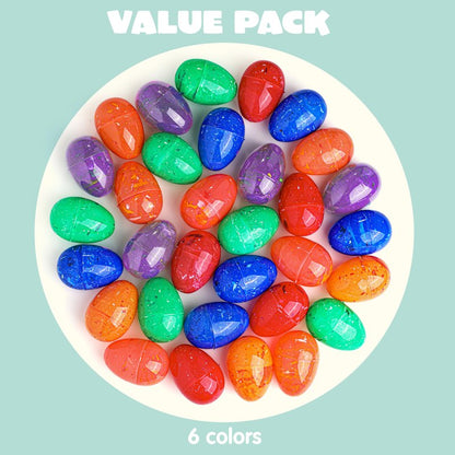 JOYIN 72 Pcs Plastic Iridescent Printed Bright Easter Eggs 3.15" Tall for Easter Hunt, Basket Stuffers Fillers, Classroom Prize Supplies, Filling Treats and Party Favor
