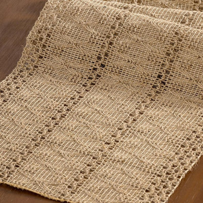 Santaben Burlap Brown Spring Boho Macrame Table Runner Rustic Farmhouse Woven Cotton Linen Burlap Table Runners for Dining & Bedroom Home Decor 11x58 Inches