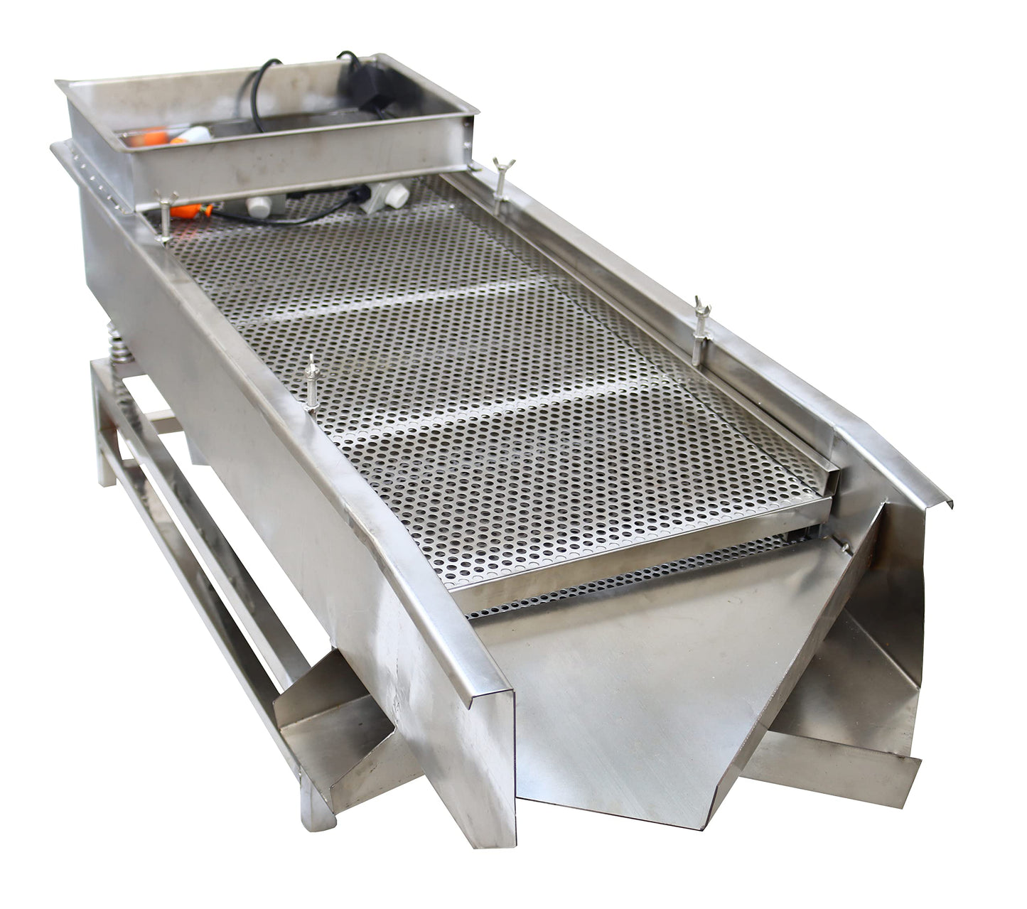 TECHTONGDA Straight Vibrating Sieve Screen Shaker Electric Linear Sifter Machine Stainless Steel Two Layers Two Motors 8mm 6mm Screen Size 15.7×37.4inch 110V