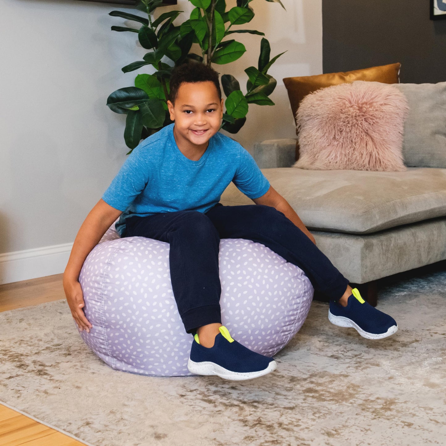 Big Joe Classic Bean Bag Chair, Mini Clouds Oat Smartmax, Durable Polyester Nylon Blend, 2 feet Round
