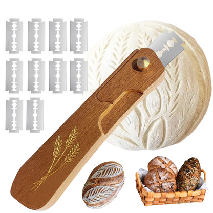 RuruPura Bread Lame Dough Scoring Tool, Upgrade Bread Scoring Tool for Sourdough Bread Baking, Sourdough Scoring Tool for Homemade With 10 Razor Blades