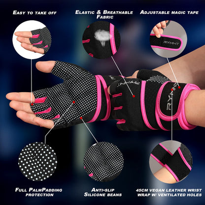 Workout Gloves with Wrist Wrap Support, Weight Lifting Gloves with Full Palm Protection & Extra Grip for Men Women Gym Exercise, Fitness, Weightlifting, Pull ups