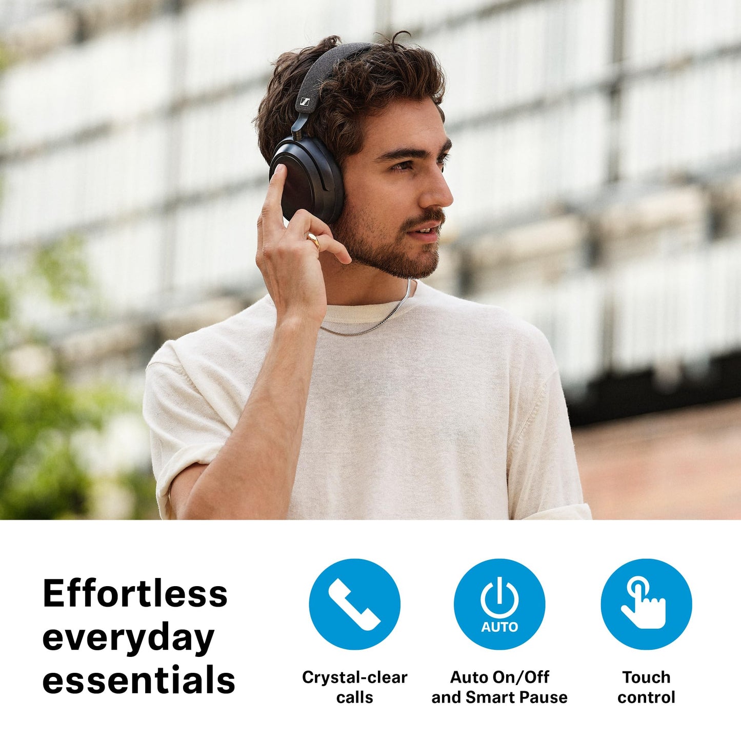 Sennheiser Momentum 4 Wireless Hi-Fi Headphones with Audiophile Sound, Bluetooth, Adaptive Noise Canceling, 60h Battery, Over-Ear Comfort, Foldable Design - Black/Copper (Renewed)
