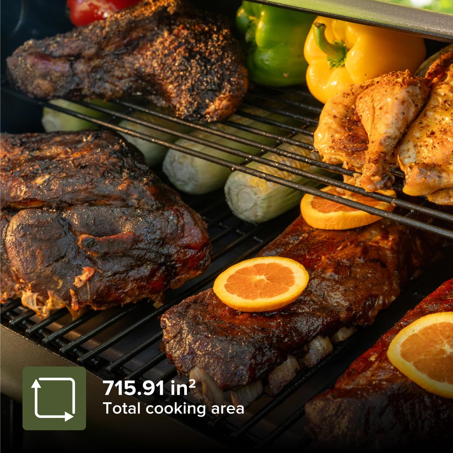 Oakford 715 Wood Pellet Grill with 715 SQ In Cooking Area, Steel Wire Grates, I-Site View Indicator, Heavy Duty Pellet Smoker Grill with Bluetooth Connectivity - 910-0508
