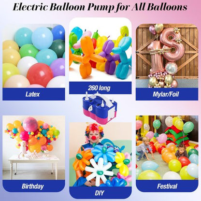 Electric Balloon Pump, 3-in-1 Portable Air Pump for Inflatables and Balloons, Dual Nozzle Balloon Blower Machine for Latex 260q Foil Balloons 110V Inflator Deflator for Pool Floats Air Mattress