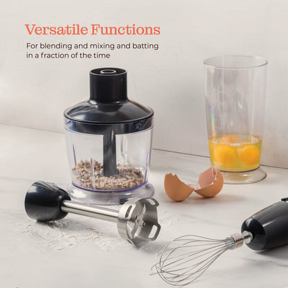 Powerful Immersion Blender, Electric Hand Blender 500 Watt with Turbo Mode, Detachable Base. Handheld Kitchen Gadget Blender Stick for Soup, Smoothie, Puree, Baby Food, 304 Stainless Steel Blades