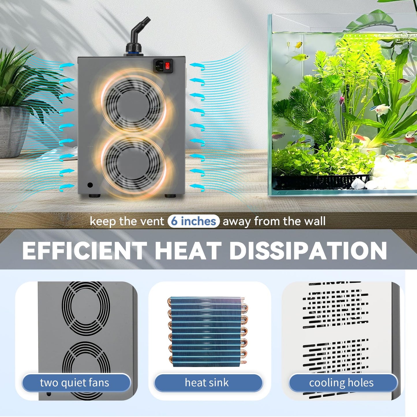 [New Upgrade] Poafamx Aquarium Chiller 42Gal Water Chiller for Fish Tank 1/10 HP Aquarium Cooler with Touch Screen Quiet Refrigeration Compressor Saltwater Freshwater for Fish Axolotl Hydroponic Coral