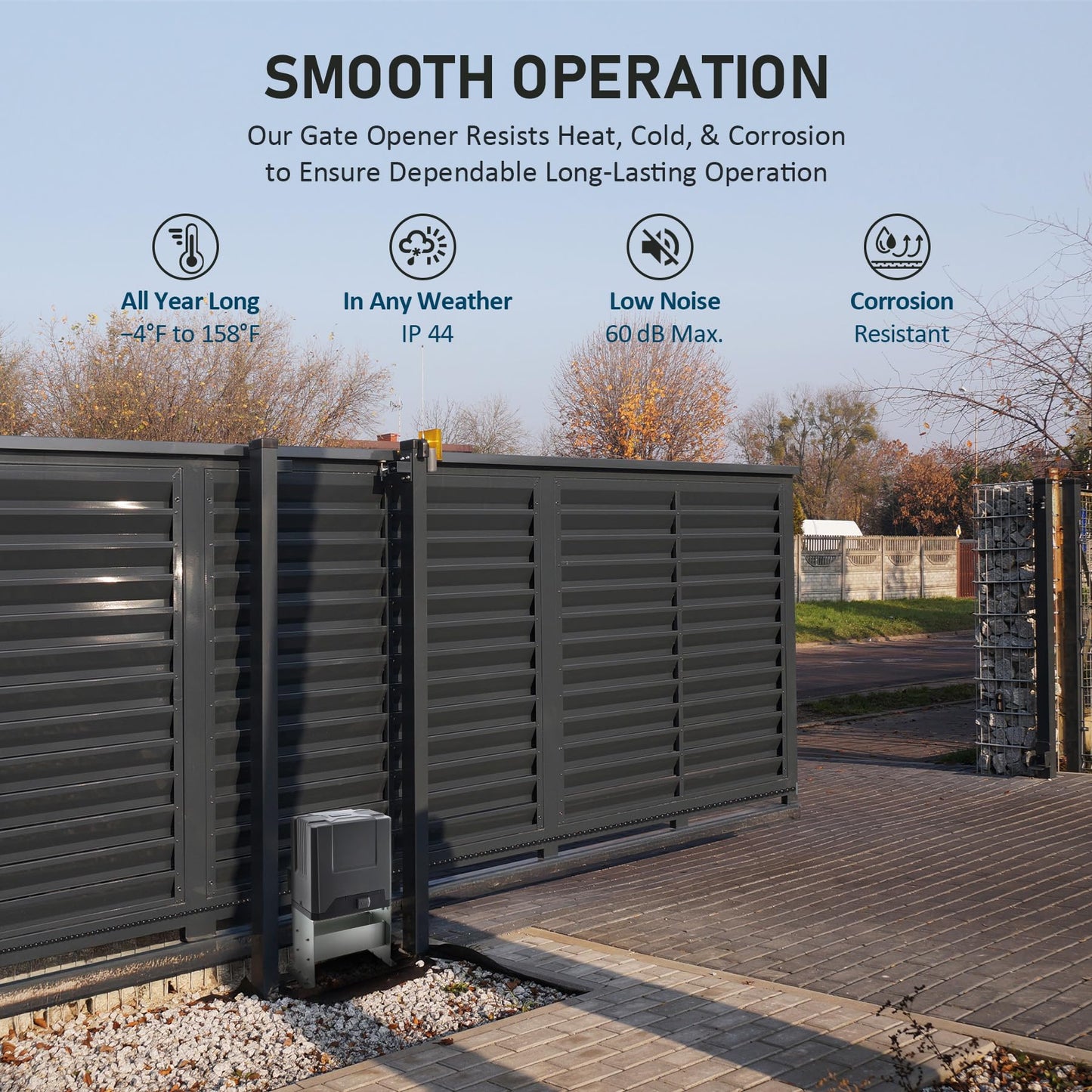 CO-Z 4400 lb Automatic Sliding Gate Opener with 2 Remote Controls, Electric Rolling Driveway Fence Slide Gate Motor, Complete Gate Operator Hardware Security System Kit for Sliding Gate Up to 40 Feet