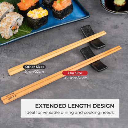 Elihome Premium Wood Fiber Chopsticks, Dishwasher Safe, Heat Resistant, Reusable Japanese Chinese Chopsticks, 26cm/10.25inch, Natural, 5 Pair