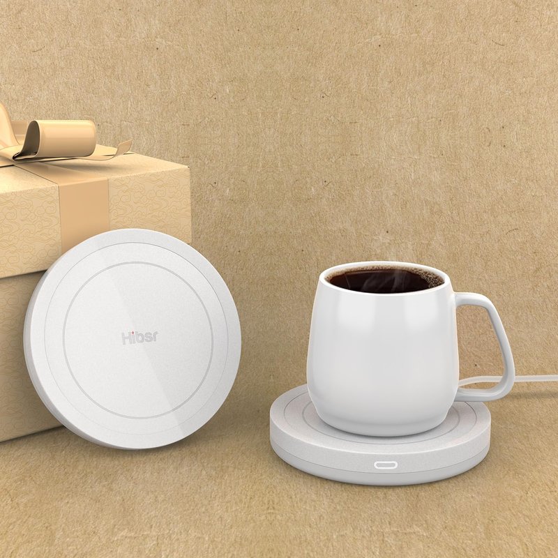 HIBSR Smart Coffee Mug Warmer and Candle Warmer Plate - Safely Releases Scents Without Flame - for Candle Jars, Mugs, Tea Cups - Desk, Home, Office Use (NO Cup)