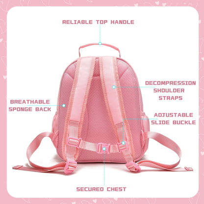 I IHAYNER Glitter Kids Backpack for School Travel & Daycare, Cute Pink Backpack with Initial, Lightweight Preschool Elementary Backpack for Girls, Personalized Gifts for Toddler & Little Girls