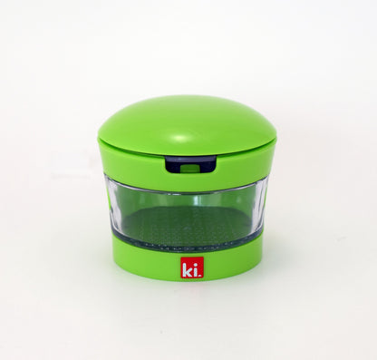 Garlic Perfection Press, Crusher, Mincer, and Storage Container - Easy to Clean - Stainless Steel Blades - White