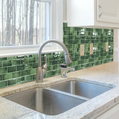 Art3d Peel and Stick Backsplash Tile Green for Kithchen Bathroom Laundry Room Stove RV, 20-Pack of 12 x 6" Self-Adhesive Vinyl Stick On Subway Tile