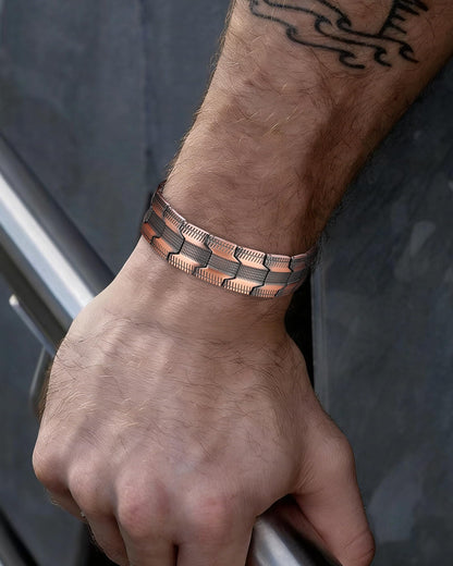 MagnetNova Ultra Strength Magnetic Bracelets for Men, 99.99% Pure Copper Bracelet with 5000 Gauss Magnets, Adjustable Size with Sizing Tool & Gift Box (Copper-15mm)