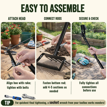 Gardzen 70" Garden Hoe for Weeding, Long Handle Hula Tool with Serrated Blade, Heavy Duty 2-in-1 Stirrup Scuffle Weeder, Cultivator Rake for Loosening Soil & Planting