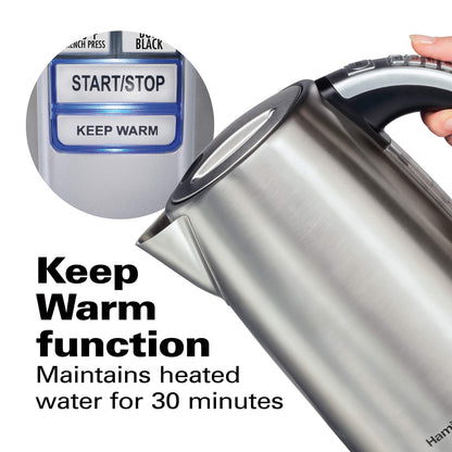Hamilton Beach 1.7 Liter Temperature Control Electric Kettle, Water Boiler & Heater, Fast Boiling 1500 Watts, BPA Free, Cordless, Auto-Shutoff and Boil-Dry Protection, Stainless Steel (41020R)