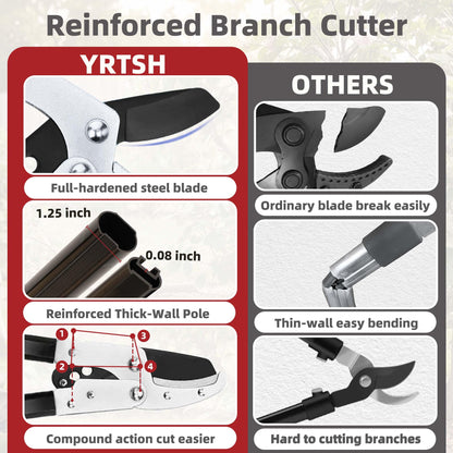 YRTSH Loppers Branch Cutter Heavy Duty Tree Trimmer, Extendable 28-41" Tree Pruner with Compound Action, Tree Cutter with 2 Inch Clean Cut Capacity Chop Thick Branches Effortlessly