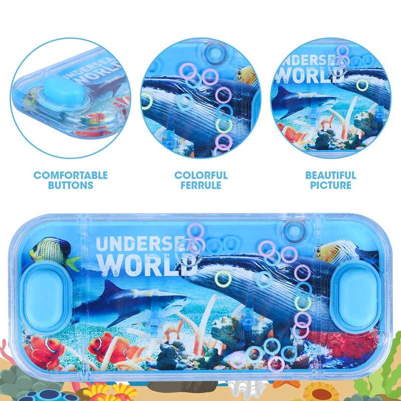 SevenQ Handheld Ocean Theme Water Toss Ring Game - 4 Pack Aqua Toys for Kids Stocking Stuffers