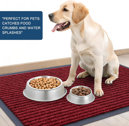 OLANLY Waterproof Heavy Duty Front Door Mat - Fade Resistant & Easy Clean | 29.5x17, Wine Red